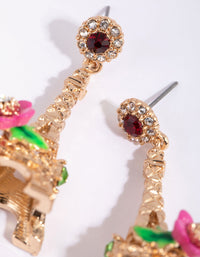 Gold Floral Eiffel Tower Earrings - link has visual effect only