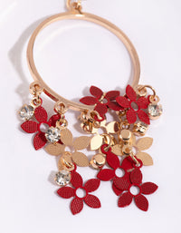 Gold and Red Cascade Flower Drop Earrings - link has visual effect only