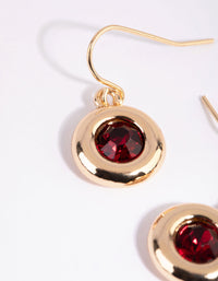Gold and Red Circle Drop Earrings - link has visual effect only