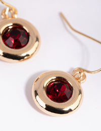 Gold and Red Circle Drop Earrings - link has visual effect only