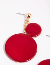 Red Double Disc Disc Flat Drop Earrings - link has visual effect only