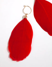 Red Feather Drop Earrings - link has visual effect only