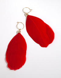 Red Feather Drop Earrings - link has visual effect only
