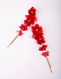 Red Flower Chain Earrings - link has visual effect only