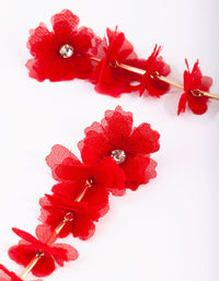 Red Flower Chain Earrings - link has visual effect only