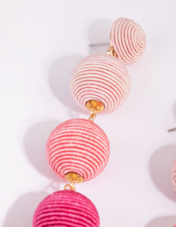 Pink Coloured Ball Drop Earrings