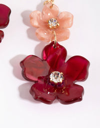 Gold Double Flower Drop Earrings - link has visual effect only