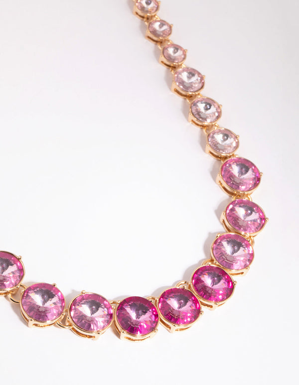 Pink Graduated Stone Necklace