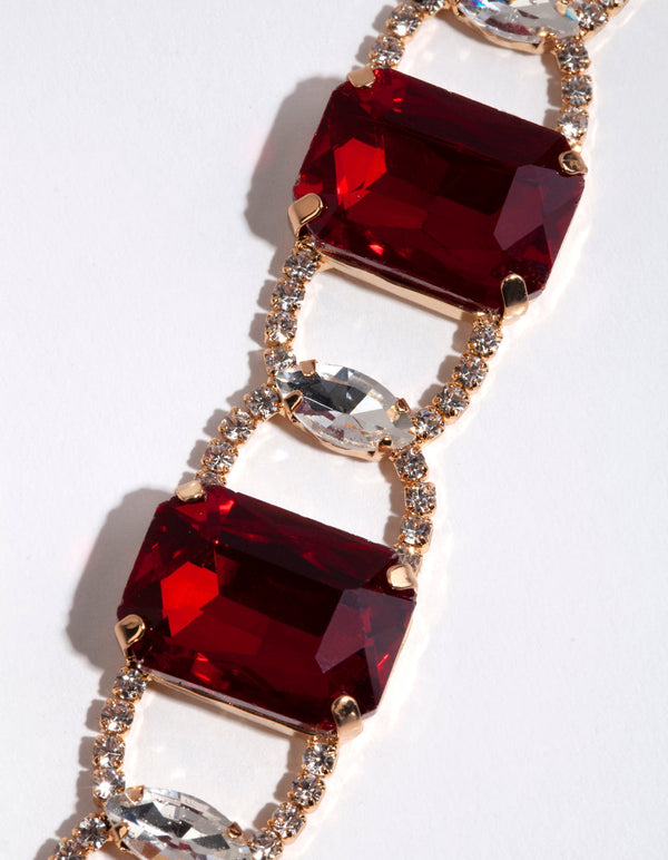 Gold Statement Ruby Choker Necklace