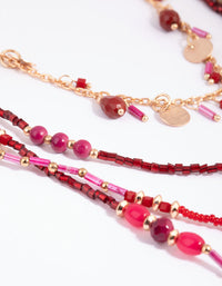 Red Multi Layered Bead Jingle Necklace - link has visual effect only