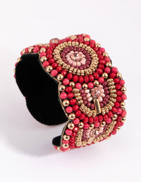 Gold and Red Beaded Scallop Cuff Bracelet - link has visual effect only