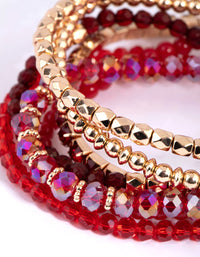 Red Facet Bead Stretch Bracelet Pack - link has visual effect only