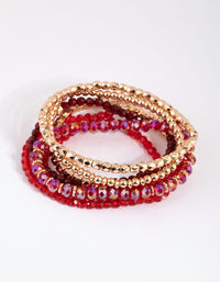 Red Facet Bead Stretch Bracelet Pack - link has visual effect only