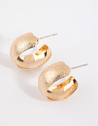 Gold Sandblasted Chubby Hoop Earrings - link has visual effect only