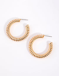 Gold Coil Chord Hoop Earrings - link has visual effect only
