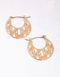Gold Geometric Detail Hoop Earrings - link has visual effect only