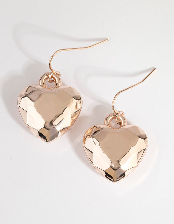 Rose Gold Heart Drop Earrings