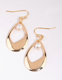 Gold Pearl Teardrop Earrings - link has visual effect only