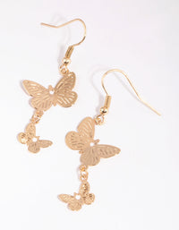 Gold Double Butterfly Drop Earrings - link has visual effect only