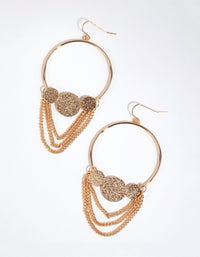 Gold Mixed Disc Chain Earrings - link has visual effect only