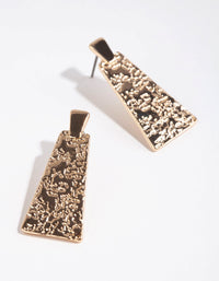 Gold Textured Trapeze Drop Earrings - link has visual effect only