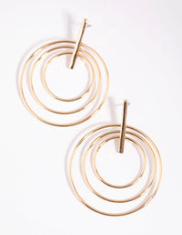 Gold Bar and Triple Circle Earrings - link has visual effect only