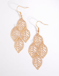 Gold Sparkly Leaf Drop Earrings - link has visual effect only