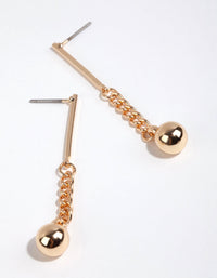 Gold Bar Chain and Ball Earrings - link has visual effect only