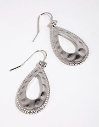 Rhodium Dinted Dot Teardrop Earrings - link has visual effect only