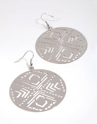 Rhodium Large Coin Drop Earrings - link has visual effect only