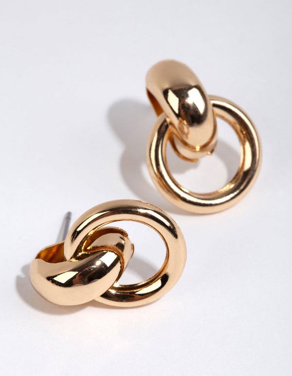 Gold Looped Stud Earrings