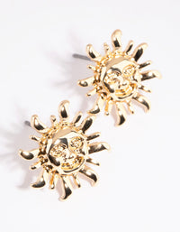 Gold Smiling Sun Stud Earrings - link has visual effect only