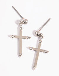 Rhodium Diamante Cross Stud Earrings - link has visual effect only