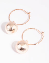 Rose Gold Brushed Sphere Huggie Earrings - link has visual effect only