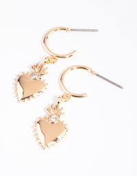 Gold Juliet Heart Huggie Hoop Earrings - link has visual effect only