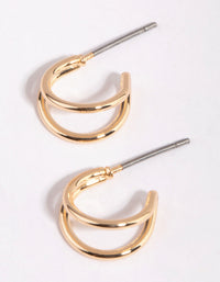 Gold Double Hoop Huggie Earrings - link has visual effect only