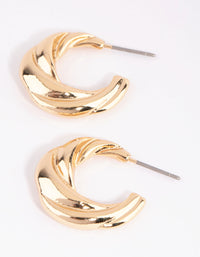 Gold Wavey Huggie Hoop Earrings - link has visual effect only