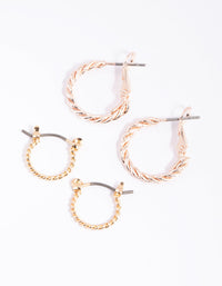 Mixed Metal Rope Twist Hoop Earring Set - link has visual effect only