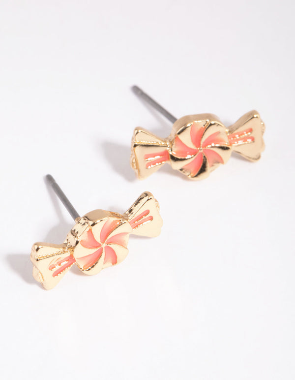 Pink Candy Bar Stud Earrings