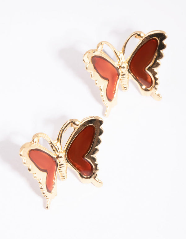 Gold Colourful Wings Butterfly Earrings