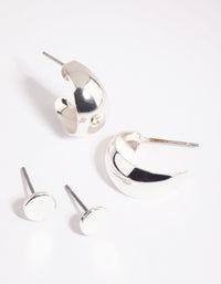 Silver Mini Disc Stud and Hoop Earrings - link has visual effect only
