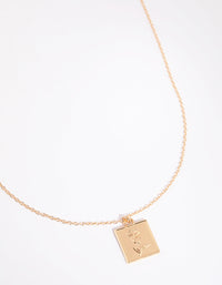 Gold Rose Square Pendant Necklace - link has visual effect only