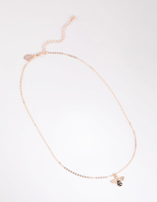 Rose Gold Butterfly and Bee Necklace