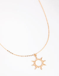 Gold Pointed Sun Pendant Necklace - link has visual effect only