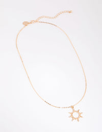 Gold Pointed Sun Pendant Necklace - link has visual effect only