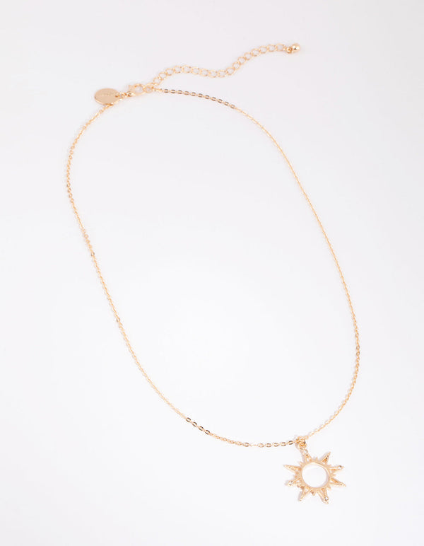Gold Pointed Sun Pendant Necklace