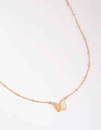 Gold Ball and Chain Butterfly Necklace - link has visual effect only