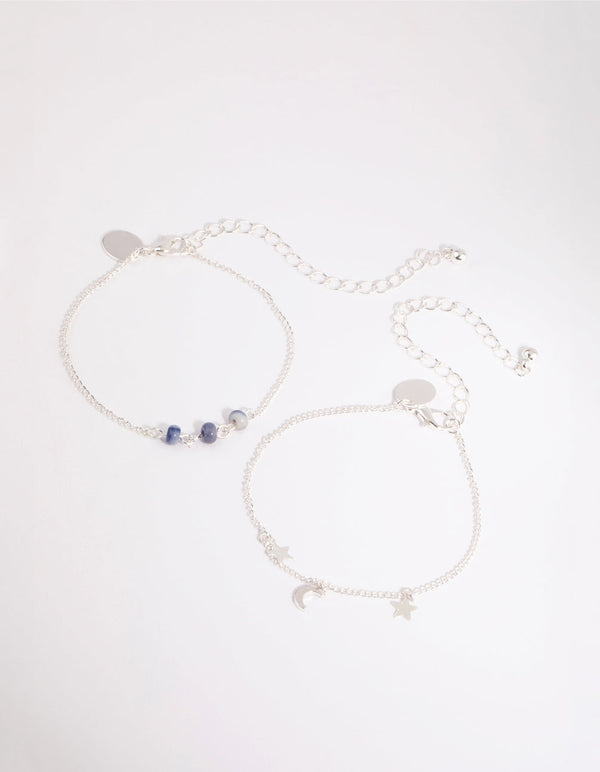 Blue Beaded Celestial Bracelet Set