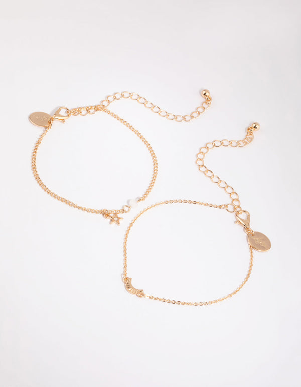 White Moon and Star Bracelet Set
