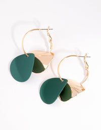Green Curved Disc Hoop Earrings - link has visual effect only